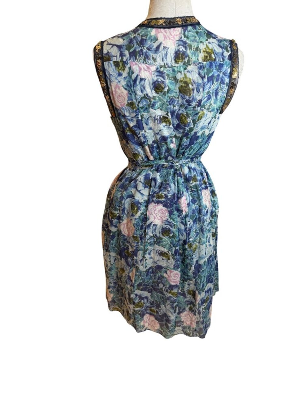 Rebecca Taylor Womens A-Line Dress Size 10 Blue Watercolor Floral Print Lined - Picture 2 of 13
